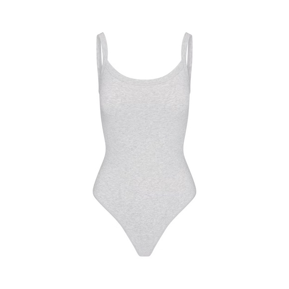 NWT SKIMS COTTON JERSEY SCOOP NECK BODYSUIT - Size XL | Light Heather Grey - Picture 4 of 5
